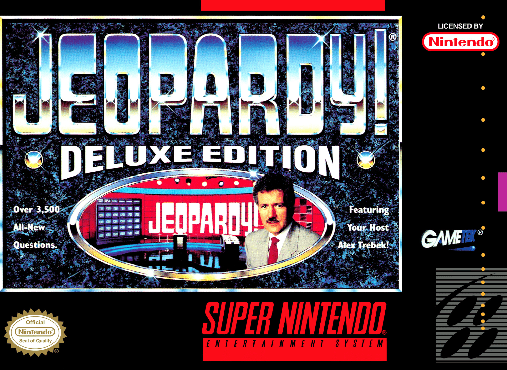 Jeopardy Deluxe Edition box art for Super Nintendo